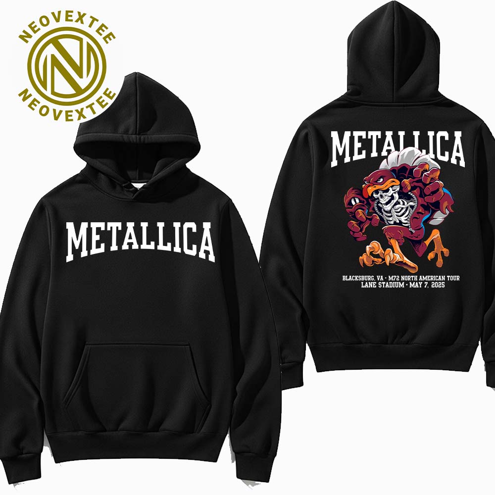 Metallica M72 Virginia Tech 2025 Hoodie Merch For Blacksburg VA At Lane Stadium On May 7 World Tour 2025 Two Sided Print T-Shirt Metallica M72 Virginia Tech 2025 Hoodie Merch For Blacksburg VA At Lane Stadium On May 7 World Tour 2025 Two Sided Print T-Shirt