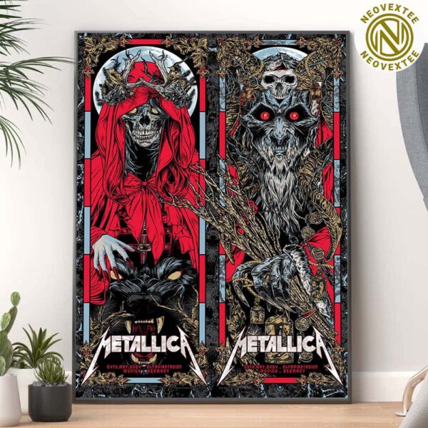 Metallica Munich Germany Full Show Combine Poster At Olympiastadion On May 24th And 26th M72 World Tour 2024 Home Decor Poster Canvas