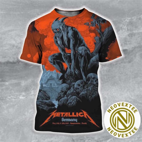 Metallica Munich Germany Pop Up Shop Poster At Olympiastadion In Munich DE On May 24th And 26th M72 World Tour 2024 All Over Print Shirt