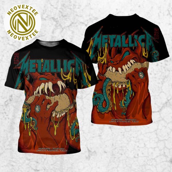 Metallica Philadelphia PA Full Show Poster On May 23 And 25 2025 For M72 Philly At Lincoln Financial Field All Over Print Shirt