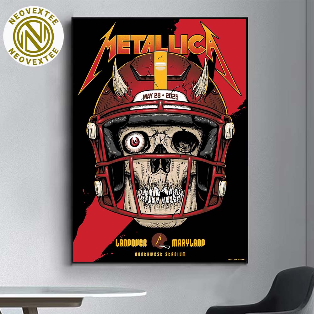 Metallica Pop-Up Shop Poster Landover MD M72 Landover At Northwest Stadium On May 28 2025 Art By Ian Williams Home Decor Poster Canvas Metallica Pop-Up Shop Poster Landover MD M72 Landover At Northwest Stadium On May 28 2025 Art By Ian Williams Home Decor Poster Canvas