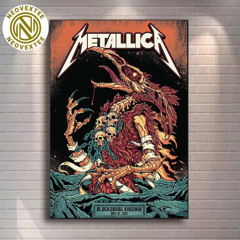 Metallica Pop-Up Shop Poster M72 VirginiaTech At Lane Stadium In Blacksburg Virginia On May 7 M72 North America Tour 2025 Home Decor Poster Canvas Metallica Pop-Up Shop Poster M72 VirginiaTech At Lane Stadium In Blacksburg Virginia On May 7 M72 North America Tour 2025 Home Decor Poster Canvas