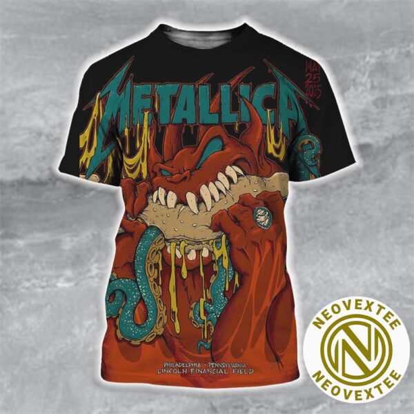 Metallica Second Night Poster In Philadelphia PA M72 Philly At Lincoln Financial Field On May 25 M72 North American Tour 2025 All Over Print Shirt