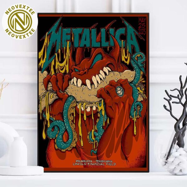 Metallica Second Night Poster In Philadelphia PA M72 Philly At Lincoln Financial Field On May 25 M72 North American Tour 2025 Home Decor Poster Canvas