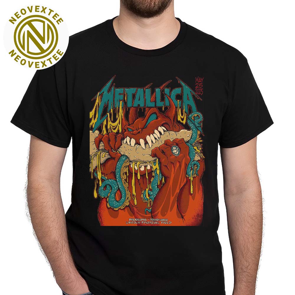 Metallica Second Night Poster In Philadelphia PA M72 Philly At Lincoln Financial Field On May 25 M72 North American Tour 2025 Unisex T-Shirt Metallica Second Night Poster In Philadelphia PA M72 Philly At Lincoln Financial Field On May 25 M72 North American Tour 2025 Unisex T-Shirt