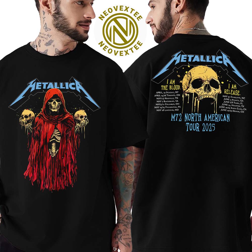 Metallica Skeleton Witch I Am The Blood I Am Release M72 North American Tour 2025 Dates List Unisex T-Shirt Metallica Skeleton Witch I Am The Blood I Am Release M72 North American Tour 2025 Dates List Unisex T-Shirt