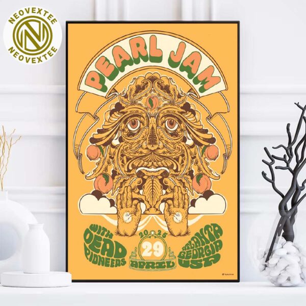 Pearl Jam Atlanta GA Night 1 Event Poster On April 29th 2025 At State Farm Arena Artist Taylor Rushing Home Decor Poster Canvas