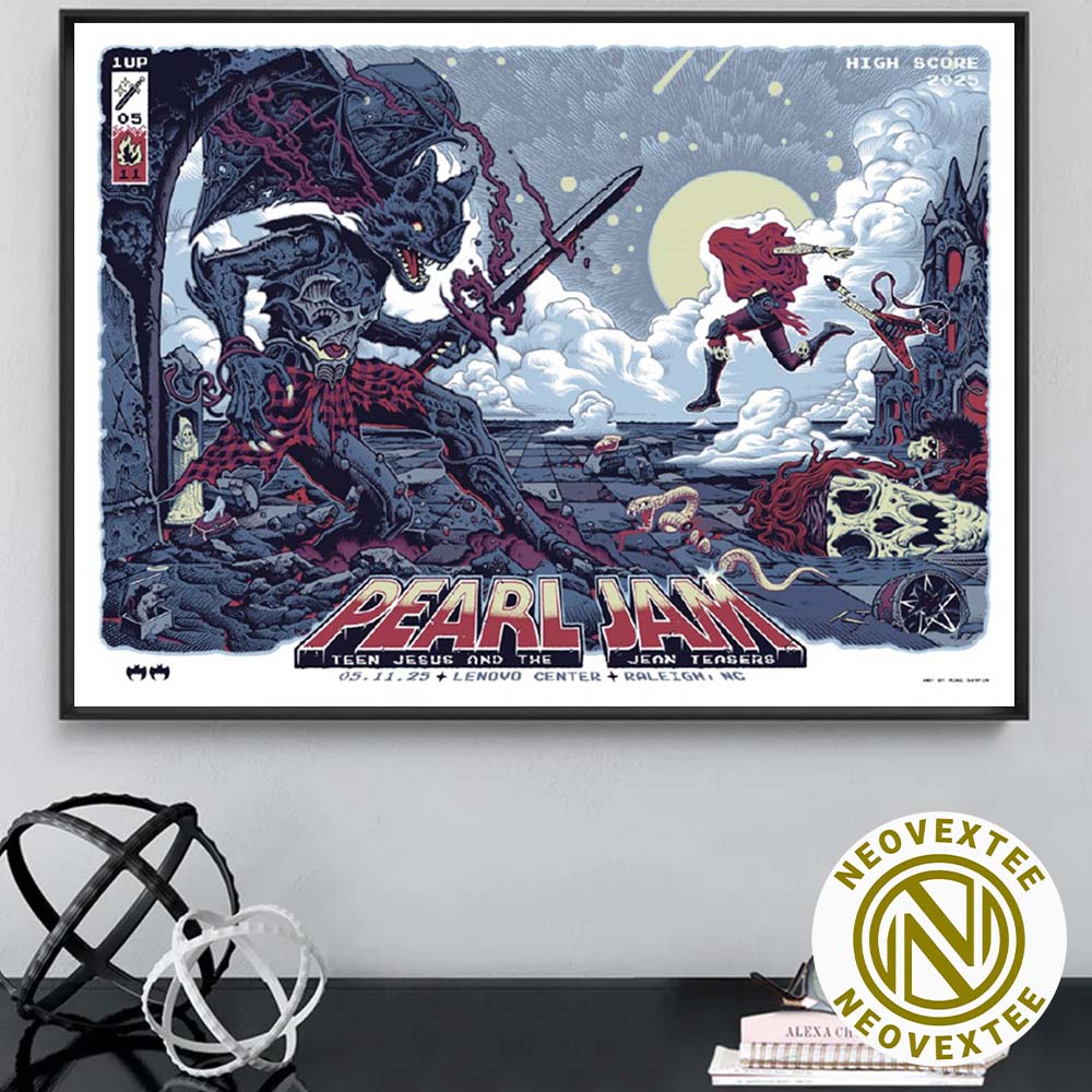 Pearl Jam Night 1 Event Poster Raleigh NC Art Mike Sutfin At Lenovo Center On May 11 2025 Home Decor Poster Canvas Pearl Jam Night 1 Event Poster Raleigh NC Art Mike Sutfin At Lenovo Center On May 11 2025 Home Decor Poster Canvas
