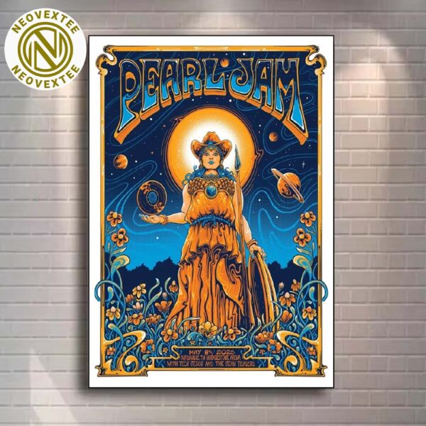 Pearl Jam Night 2 Nashville Tennessee Event Poster On May 8th 2025 At Bridgestone Arena By Helen Kennedy Poster Canvas
