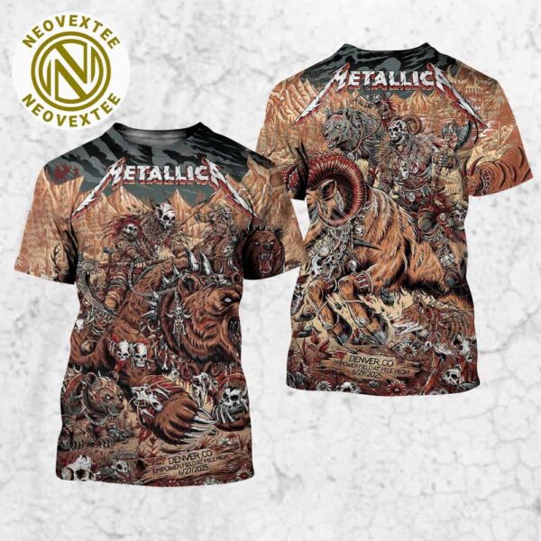 Metallica Full Show Poster For Two Night For M72 Denver Colorado On June 27 And 29 In Empower Field at Mile High Stadium M72 North American Tour 2025 3D Shirt