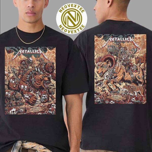 Metallica Full Show Poster For Two Night For M72 Denver Colorado On June 27 And 29 In Empower Field at Mile High Stadium M72 North American Tour 2025 Two Sided Print T-Shirt