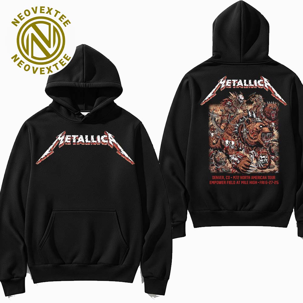 Metallica M72 Denver Night 1 Merch Hoodie On June 27 Denver Colorado In Empower Field at Mile High Stadium M72 North American Tour 2025 Merchandise T-Shirt Hoodie Metallica M72 Denver Night 1 Merch Hoodie On June 27 Denver Colorado In Empower Field at Mile High Stadium M72 North American Tour 2025 Merchandise T-Shirt Hoodie