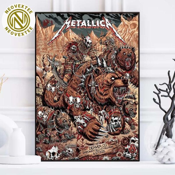 Metallica M72 Denver Night 1 Show Poster On June 27 Denver Colorado In Empower Field at Mile High Stadium M72 North American Tour 2025 Home Decor Poster Canvas