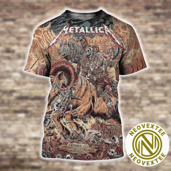 Metallica M72 Denver Night 2 Show Poster On June 29 Denver Colorado In Empower Field at Mile High Stadium M72 North American Tour 2025 All Over Print Shirt