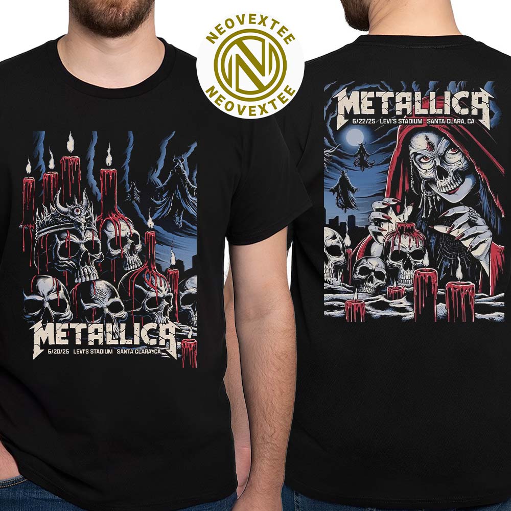 Metallica M72 Santa Clara Two Night Show Poster On June 20 And 22 In Santa Clara California At Levis Stadium M72 North American Tour 2025 T-Shirt Metallica M72 Santa Clara Two Night Show Poster On June 20 And 22 In Santa Clara California At Levis Stadium M72 North American Tour 2025 T-Shirt