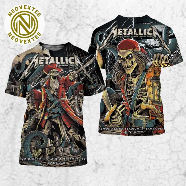 Metallica Tampa FL Night 1 And 2 M72 Tampa Art By Andrew Cremeans Full Show Poster At Raymond James Stadium On June 6 And 8 Tour 2025 All Over Print Shirt