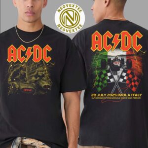 ACDC PWR UP Event Tee Tour July 20 2025 In Imola Italy Autodromo Internazionale Enzo E Dino Frerrari Black Two Sided Print Unisex T-Shirt