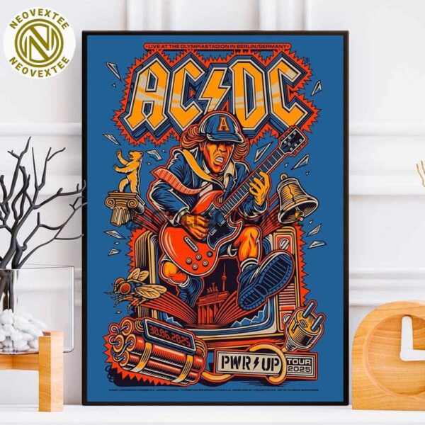 ACDC PWR Up Tour 2025 Berlin Germany Concert Poster Live At The Olympiastadion On June 30 2025 Home Decor Poster Canvas