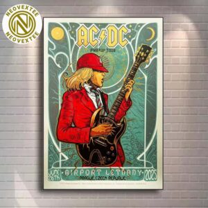 ACDC Prague Czech Republic 2025 Concert Poster At Letnany Airport On June 26 PWR Up Europe 2025 Tour Home Decor Poster Canvas