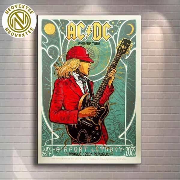ACDC Prague Czech Republic 2025 Concert Poster At Letnany Airport On June 26 PWR Up Europe 2025 Tour Home Decor Poster Canvas