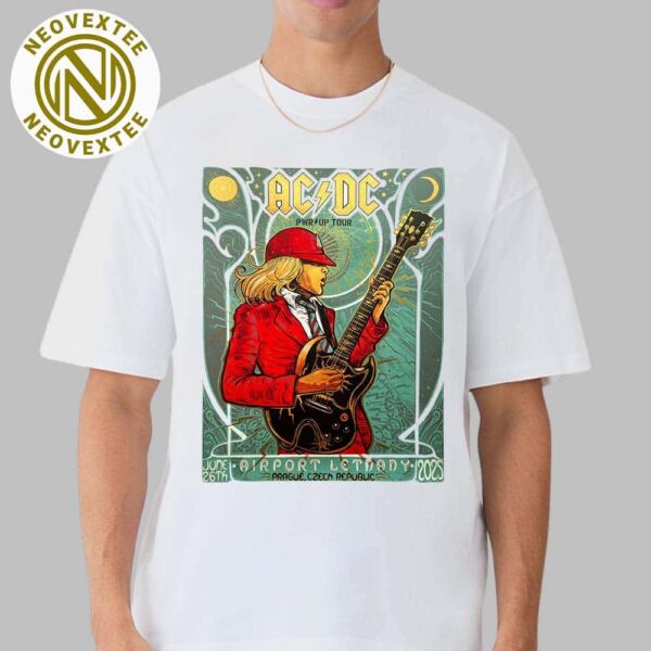 ACDC Prague Czech Republic 2025 Concert Poster At Letnany Airport On June 26 PWR Up Europe 2025 Tour Unisex T-Shirt