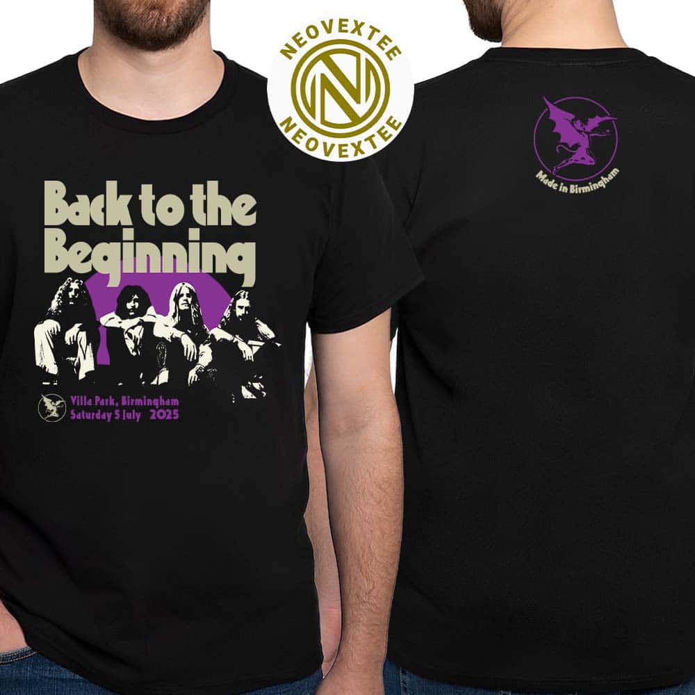 Black Sabbath And Ozzy Osbourne Back To The Beginning 2025 Merchandise Tee At Villa Park Birmingham On July 5 2025 Two Sided T-Shirt Black Sabbath And Ozzy Osbourne Back To The Beginning 2025 Merchandise Tee At Villa Park Birmingham On July 5 2025 Two Sided T-Shirt