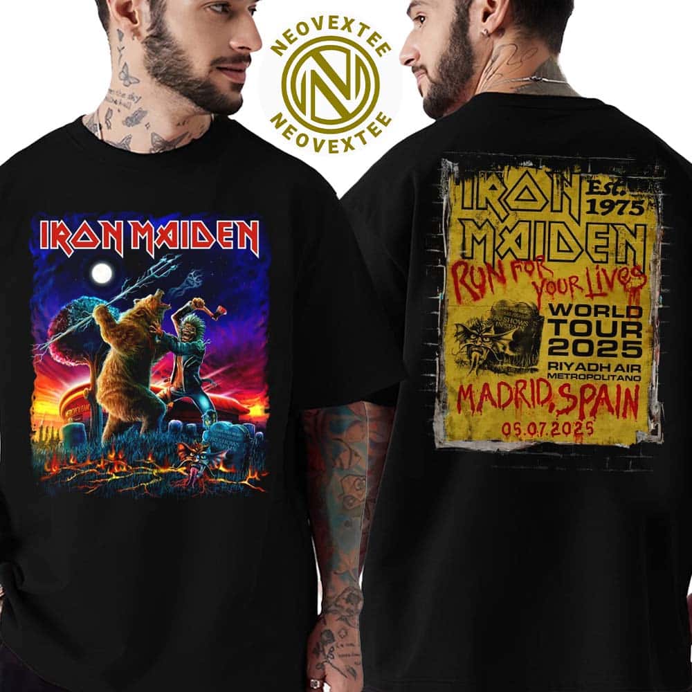 Iron Maiden Madrid Spain Run For Your Lives World Tour 2025 Tee Merchandise At Riyadh Air Metropolitano On July 5 2025 Unisex T-Shirt Iron Maiden Madrid Spain Run For Your Lives World Tour 2025 Tee Merchandise At Riyadh Air Metropolitano On July 5 2025 Unisex T-Shirt