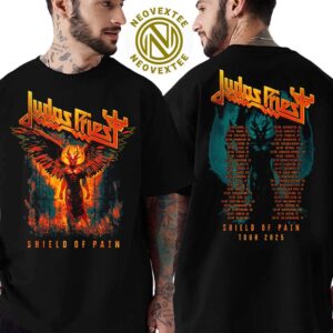 Judas Priest Winged Demon Merchandise Tee Shield Of Pain Tour 2025 Two Sided Unisex T-Shirt