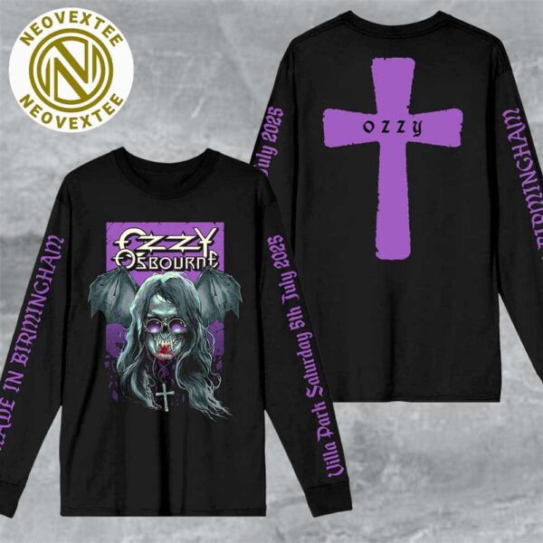 Ozzy Bat Ozzy Osbourne Villa Park Birmingham Merch Tee On July 5 Back To The Beginning 2025 Black Unisex Longsleeve T-Shirt